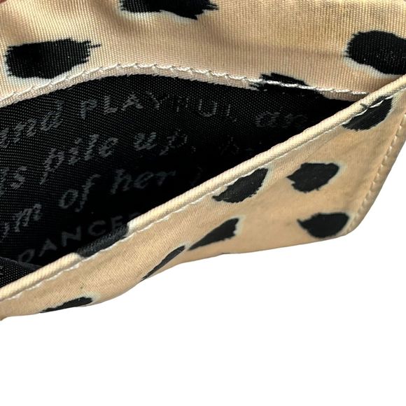 Kate Spade Canvas Wristlet Clutch Cream & Black Coin Purse Zipper 4.5” x 3” - Picture 5 of 9